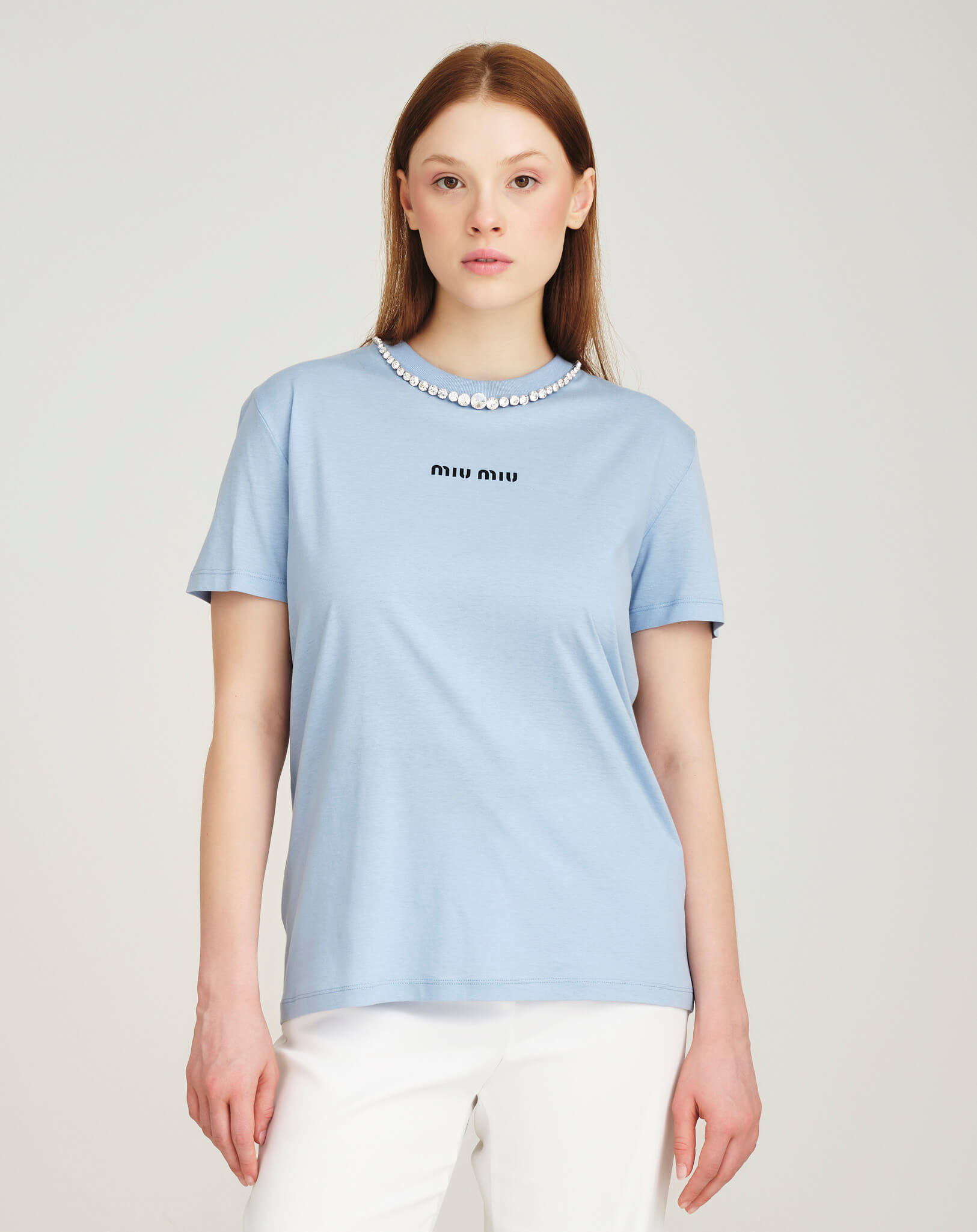 Miu Miu - Necklace Collar Logo Print Tshirt M